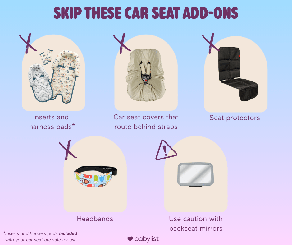 Chart that displays car seat add-ons to skip.