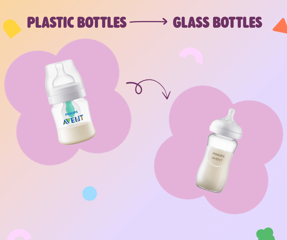 Swapping plastic bottles for glass bottles.