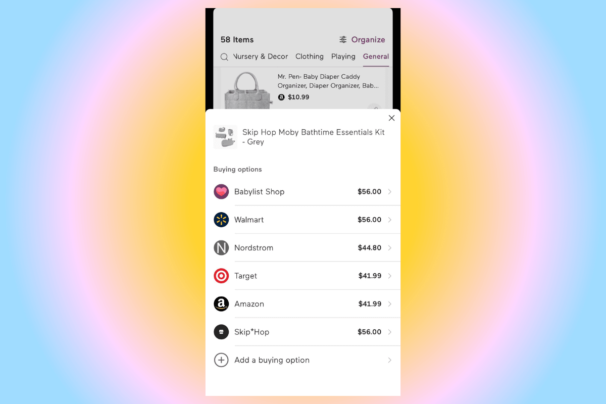 price match screenshot on Babylist.