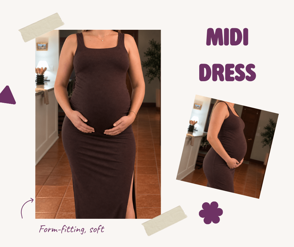 Quince Ultra-Soft Maternity Midi Dress.