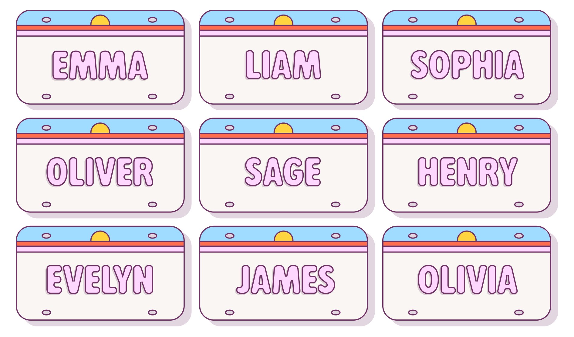 Baby Name Cards