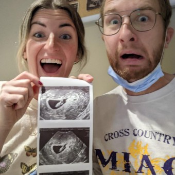 Liz and Andrew's Baby Registry Photo.