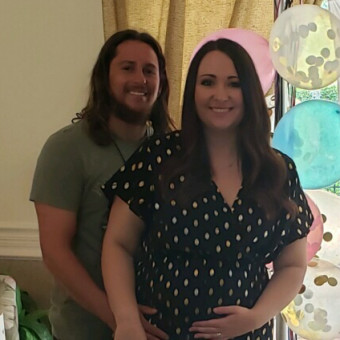 Kayla and Robert’s Baby Registry Photo.
