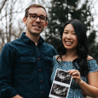 Kim and Dan’s Baby Registry Photo.