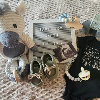 Bre and Adam's Baby Boy Registry Photo.