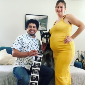 Lindsay and Iván's Baby Registry Photo.