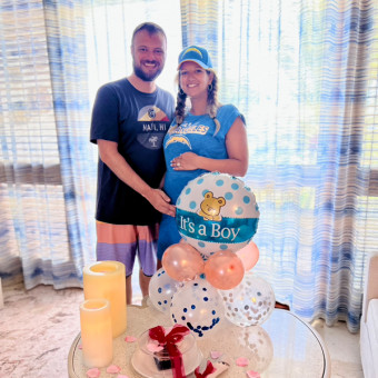 Sarah and Brett’s Baby Registry Photo.