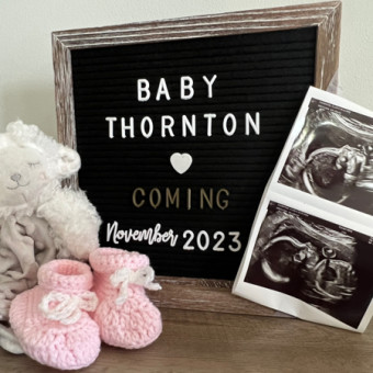 Ellen & Brandon Thornton’s Baby Registry Photo.